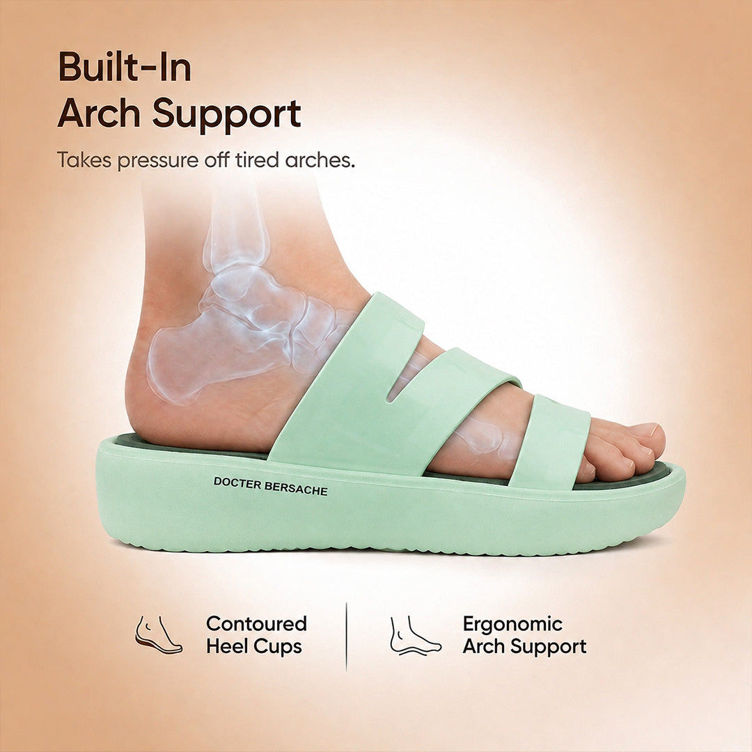 Doctor Bersache Newly Launched Orthopedic Comfort Slider for Women | Diabetic Friendly | Extra Cushioning | Arch Support | Pain Green -DS125.