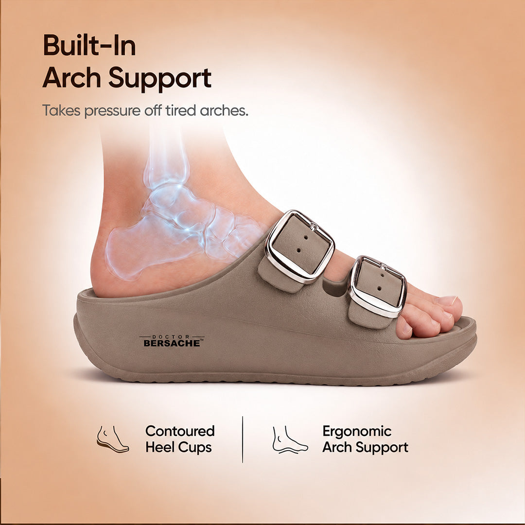 Doctor Bersache Newly Launched Orthopedic Comfort Slippers for Women | Diabetic Friendly | Extra Cushioning | Arch Support | Pain Relief Brown-DB -141