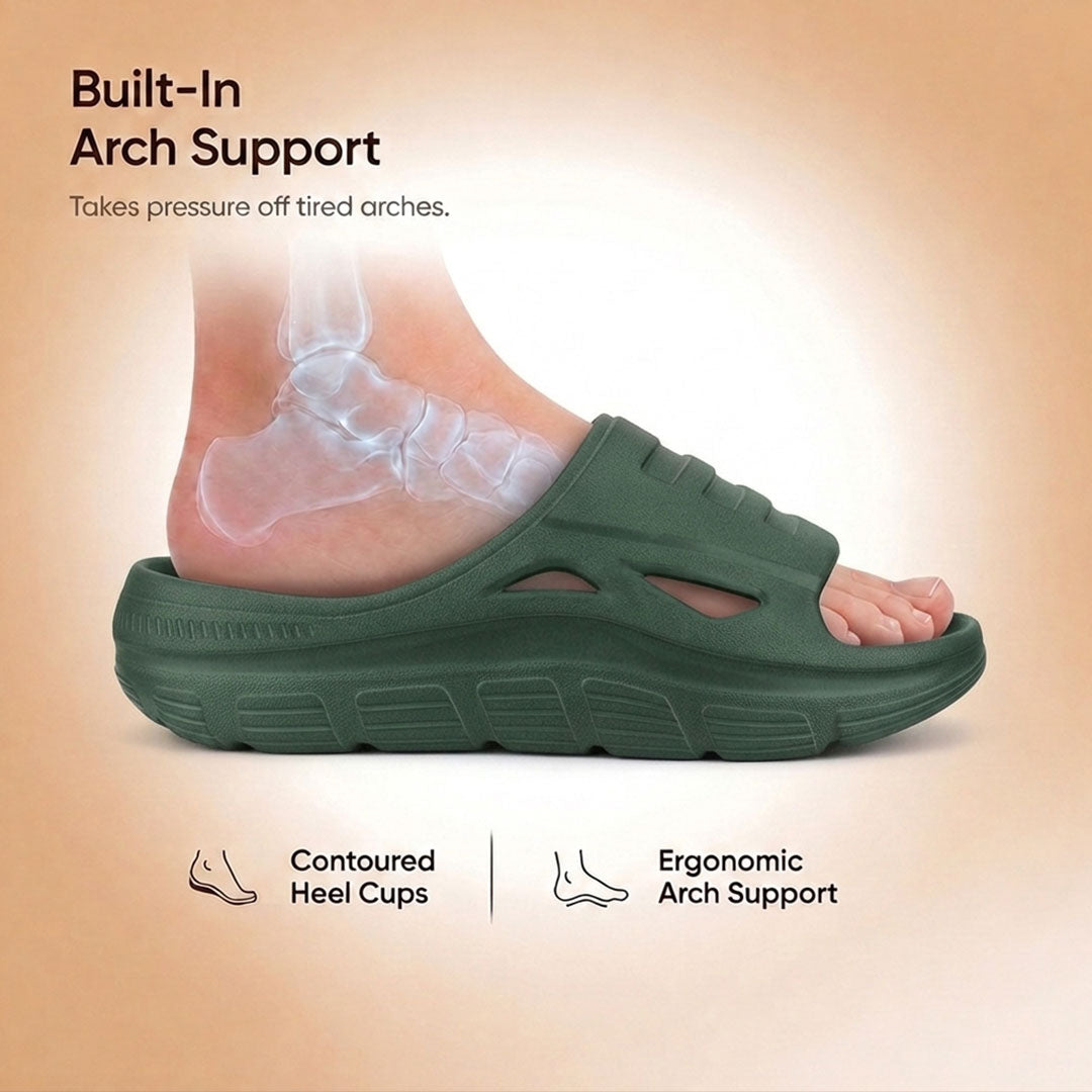 Doctor Bersache Newly Launched Orthopedic Comfort Slider for Men | Diabetic Friendly | Extra Cushioning | Arch Support | Pain |Green-DS107.
