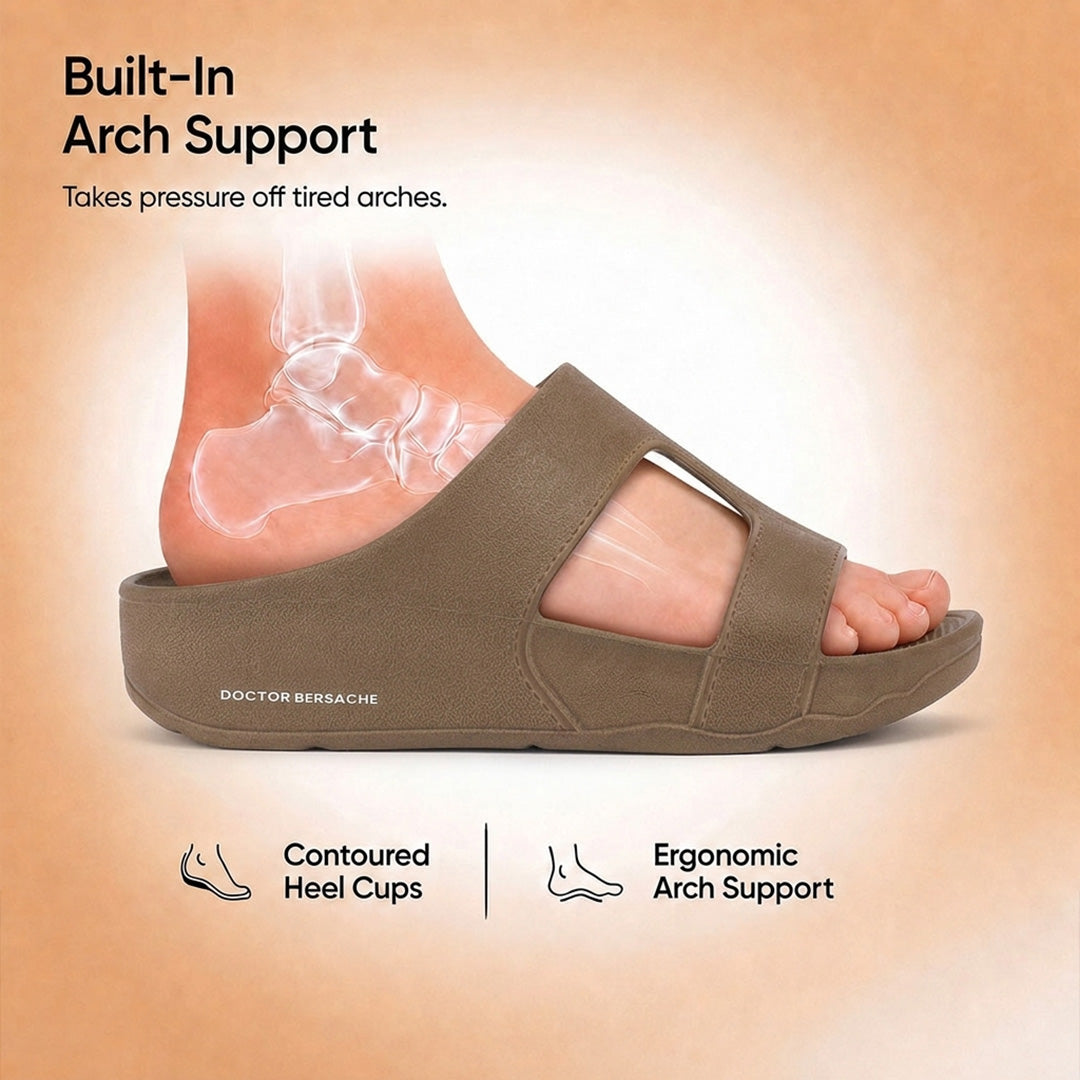 Doctor Bersache Newly Launched Orthopedic Comfort Slider for Men | Diabetic Friendly | Extra Cushioning | Arch Support | Pain Brown-DS114.