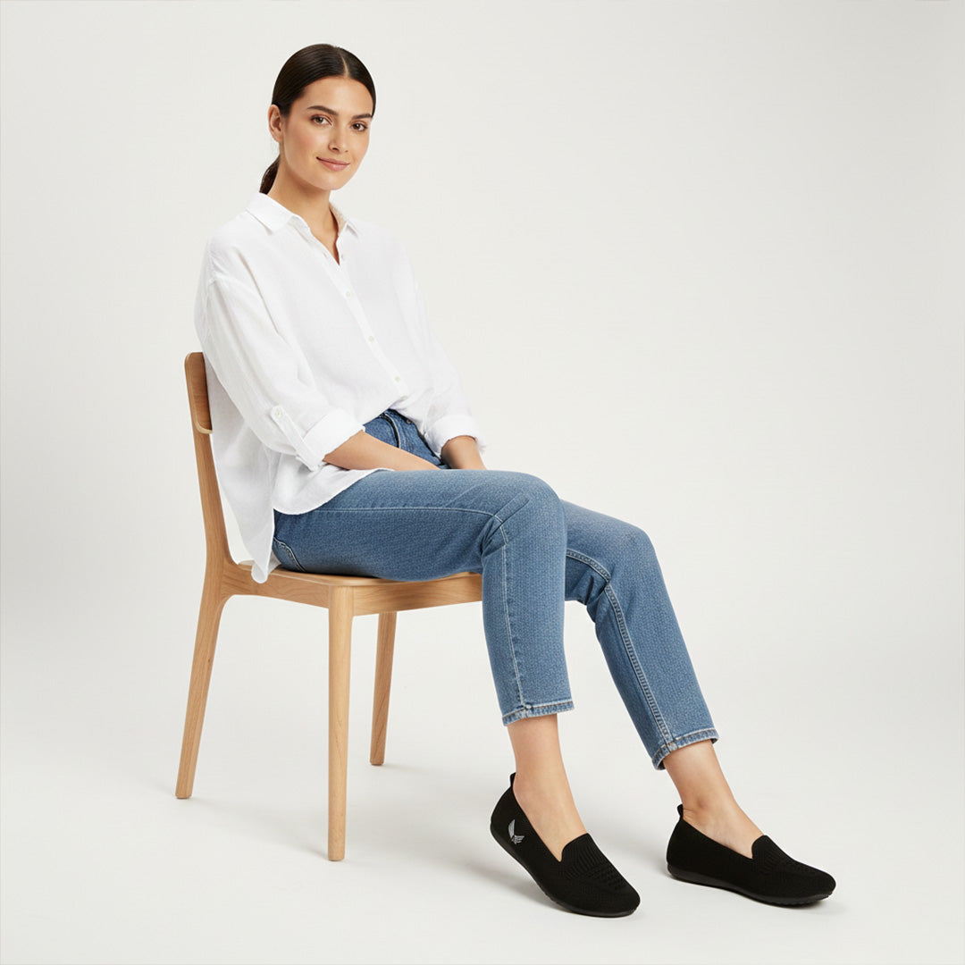 BERSACHE Women's Belly – Lightweight, Breathable & Comfortable Daily Wear Shoes(Black-6275).