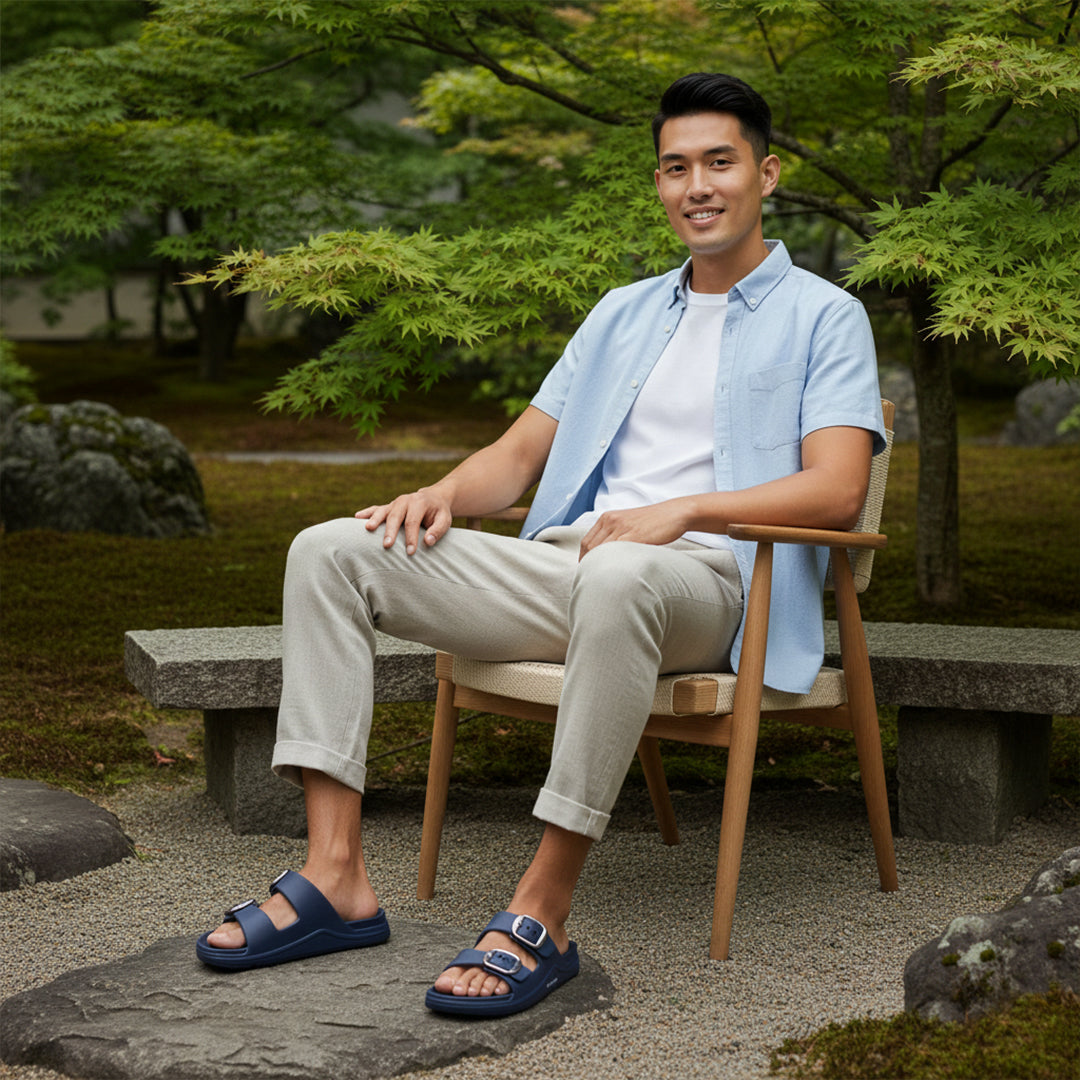 Bersache Extra Soft Classic Casual with Regular wear with Ultra Soft & Flexibility Technology Sandals for Men's-(6285-Navy-Blue)