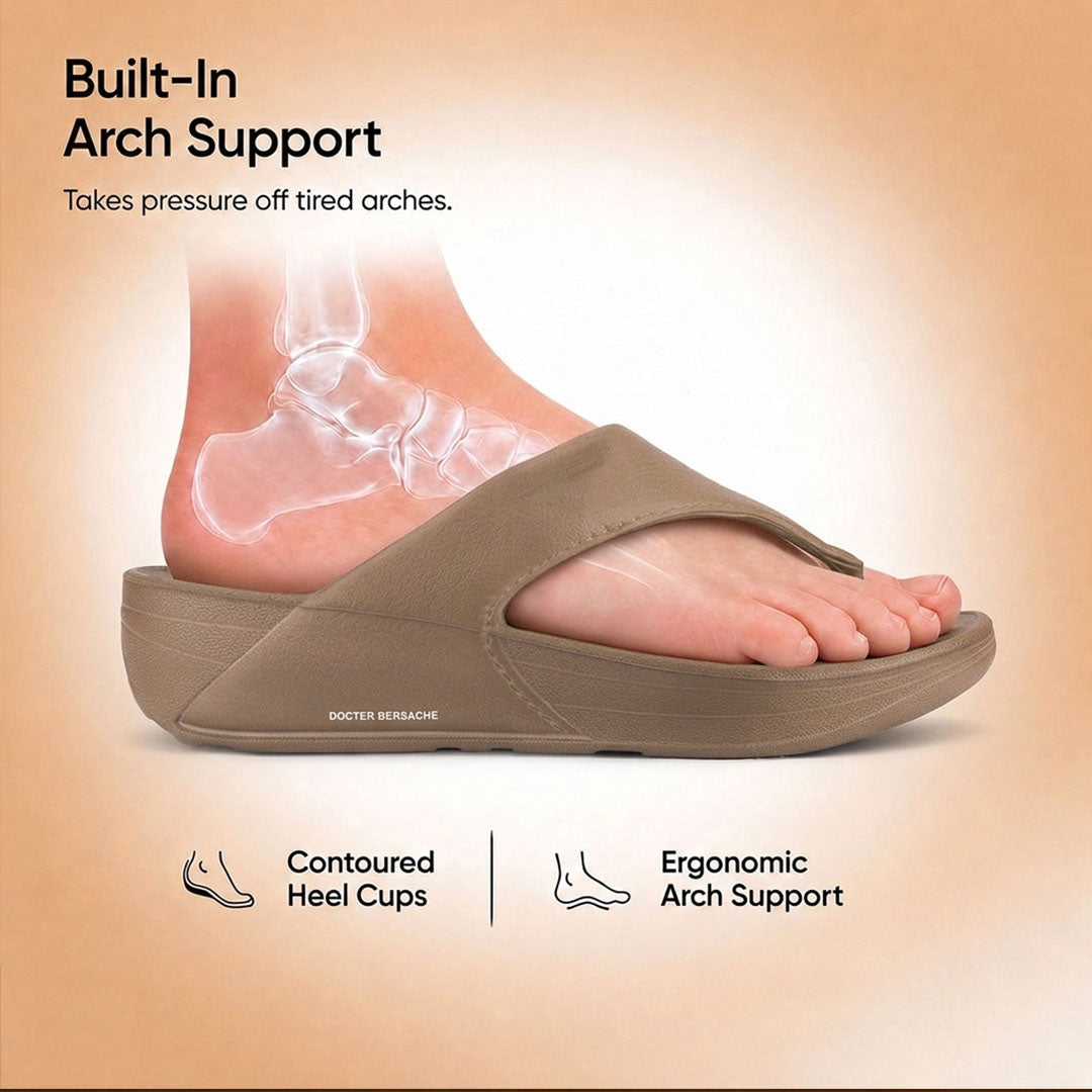 Doctor Bersache Newly Launched Orthopedic Comfort Slipper & Flip-flop for Men | Diabetic Friendly | Extra Cushioning | Arch Support | Pain Brown-DS111.