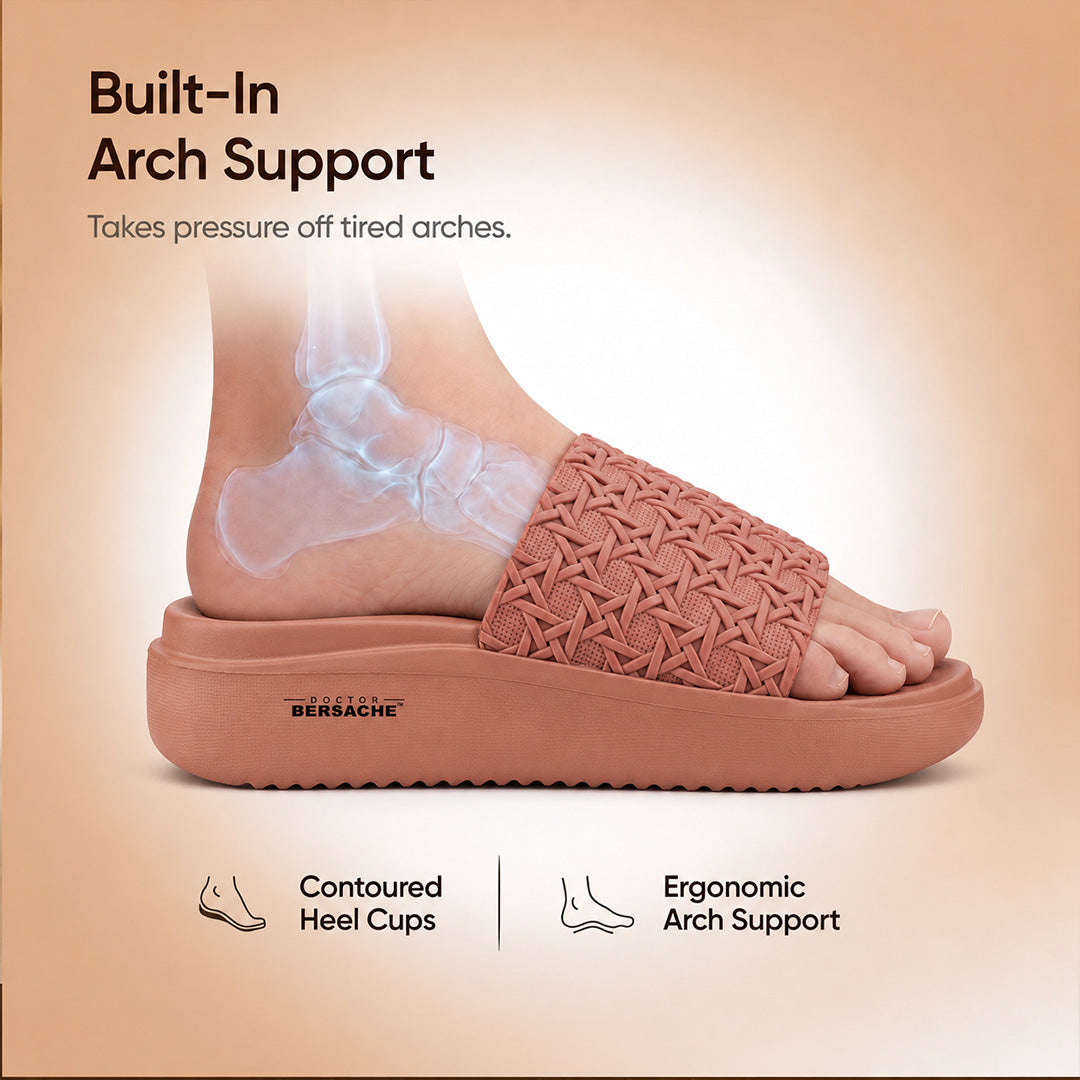 Doctor Bersache Newly Launched Orthopedic Comfort Slippers for Women | Diabetic Friendly | Extra Cushioning | Arch Support | Pain Relief Peach-DB -139