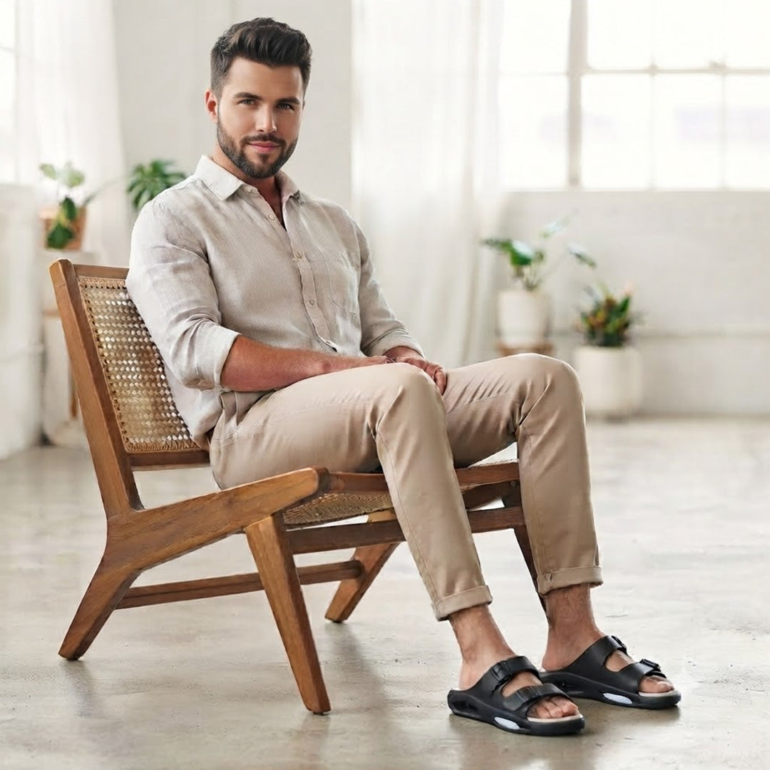 Bersache Extra Soft Classic Casual CHAPPAL with Regular wear with Ultra Soft & Flexibility Technology Slippers for Men's-(6345-Gray & Black)