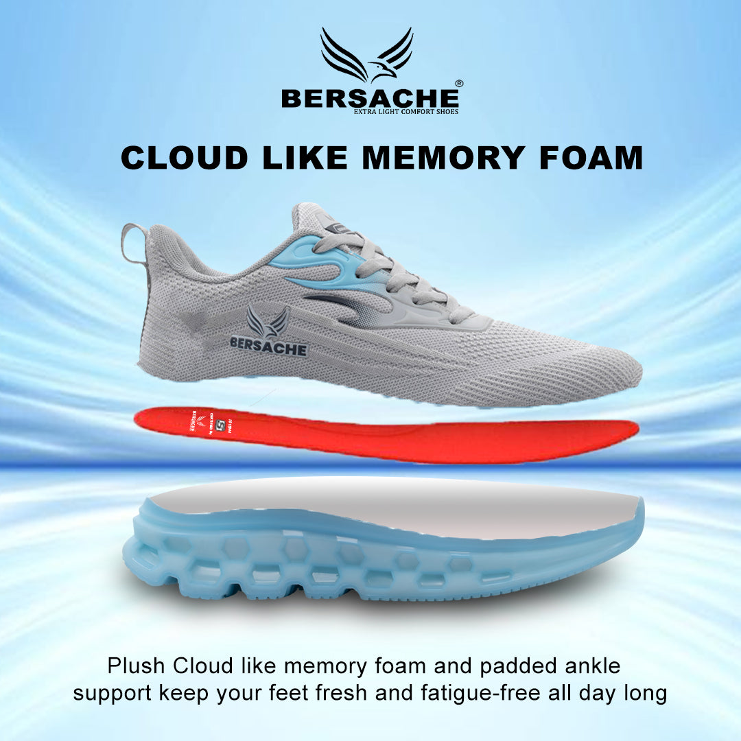 Bersache Premium Sports ,Gym, Trending Stylish Running Shoes For Men (9198-Grey).