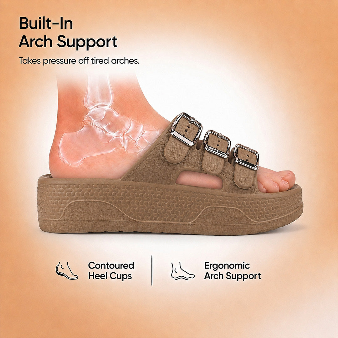 Doctor Bersache Newly Launched Orthopedic Comfort Slider for Women| Diabetic Friendly | Extra Cushioning | Arch Support | Pain Brown-DS116 .