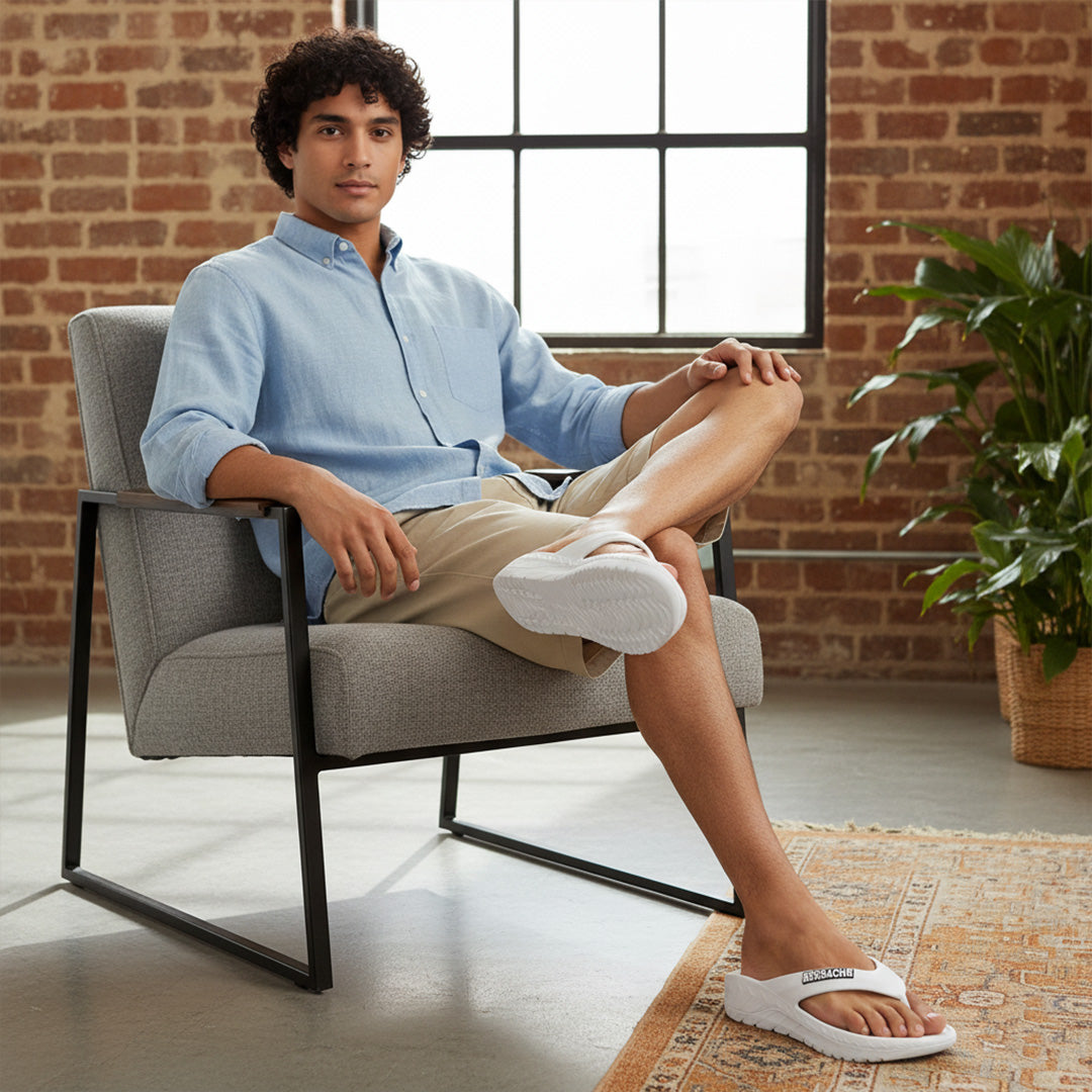 Bersache Extra Soft Classic Casual with Regular wear with Ultra Soft & Flexibility Technology Flip Flop for Men's & Boy's (6257-White)
