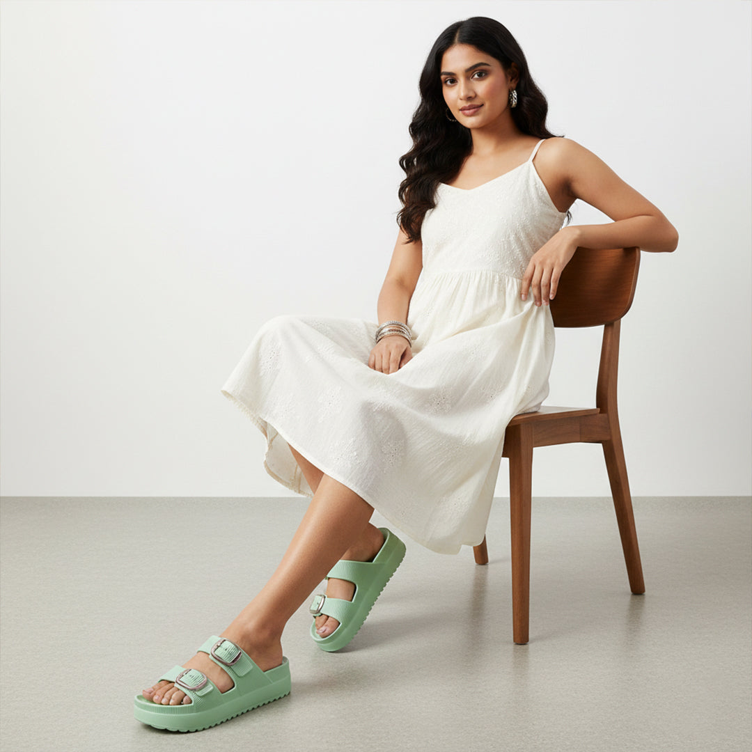 Bersache Extra Soft Classic Casual CHAPPAL with Regular wear with Ultra Soft & Flexibility Technology Slippers for Women's-(6296-Green).