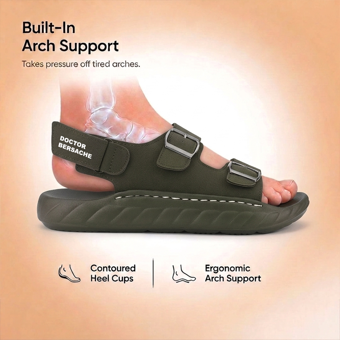 Doctor Bersache Newly Launched Orthopedic Comfort Sandal for Men | Diabetic Friendly | Extra Cushioning | Arch Support | Pain Relief Green-DB -134
