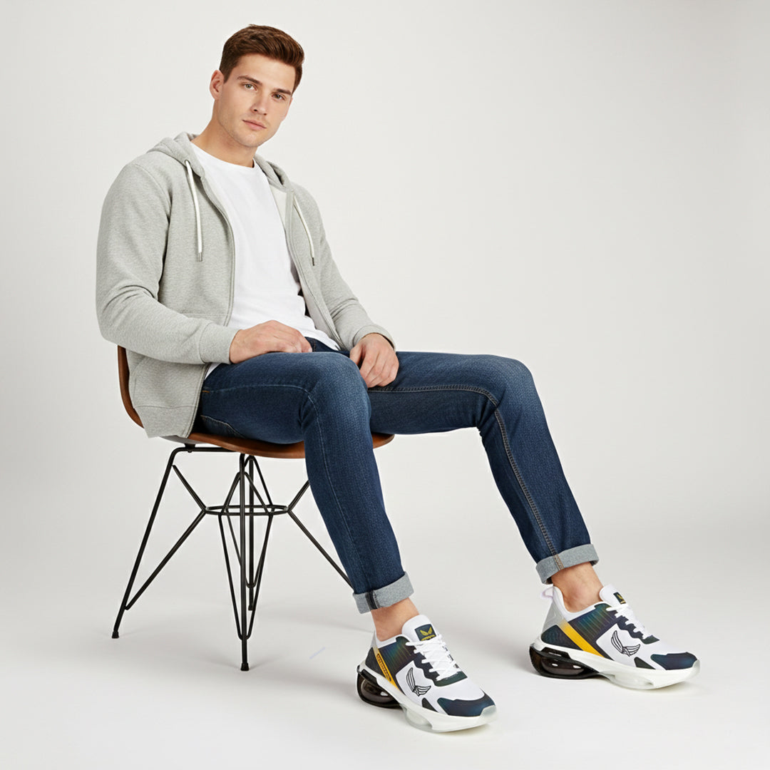 Bersache Casual Sneaker shoe for Men| Soft Cushioned Insole , Slip-Resistance Casuals For Men (Blue-White-9209)