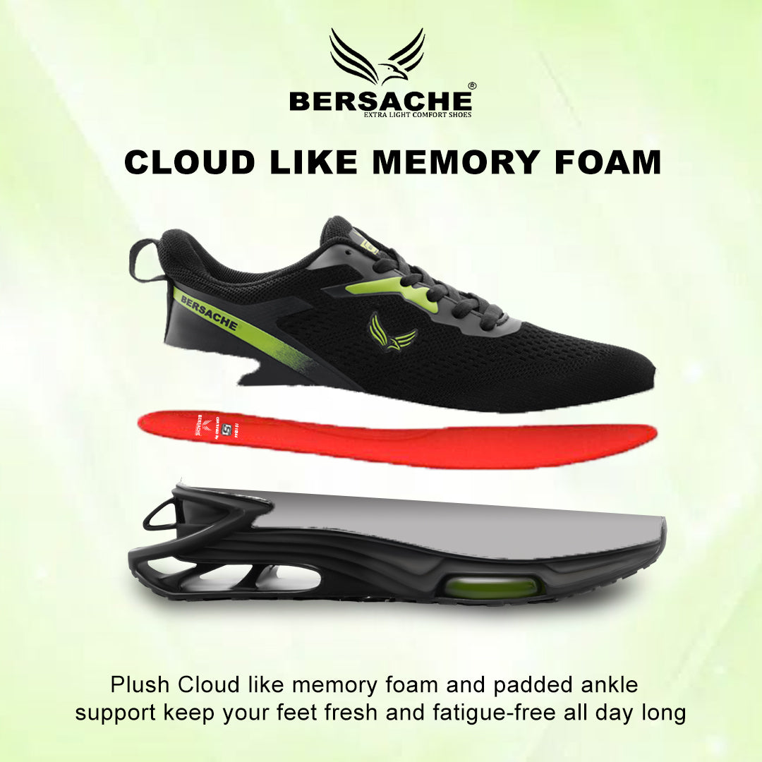 Bersache Premium Sports ,Gym, Trending Stylish Running Shoes For Men (9195-Black).