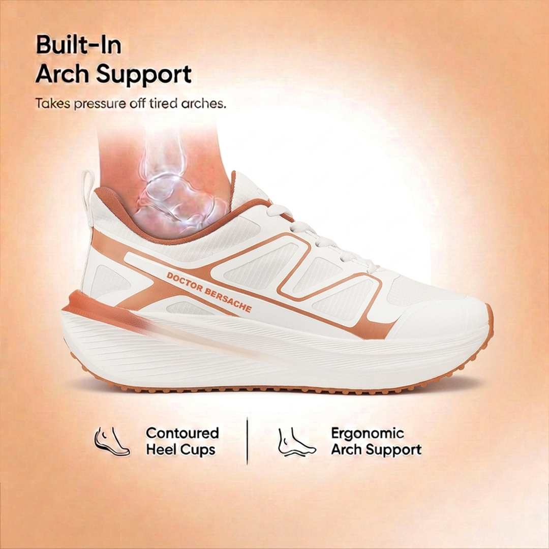 Doctor Bersache Newly Launched Orthopedic Comfort Sport Shoes for Men | Diabetic Friendly | Extra Cushioning | Arch Support | Pain | White-DS118