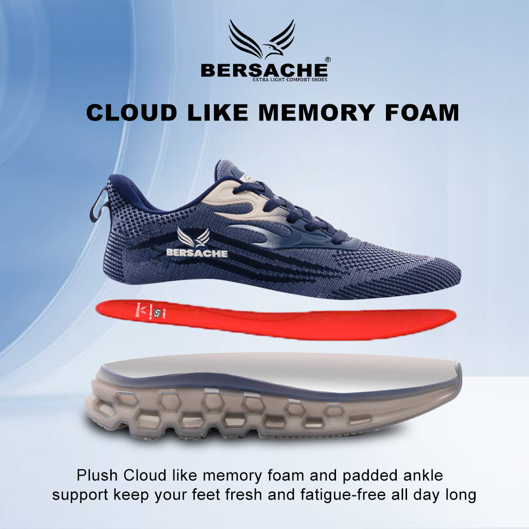 Bersache Premium Sports ,Gym, Trending Stylish Running Shoes For Men (9196-Navy)
