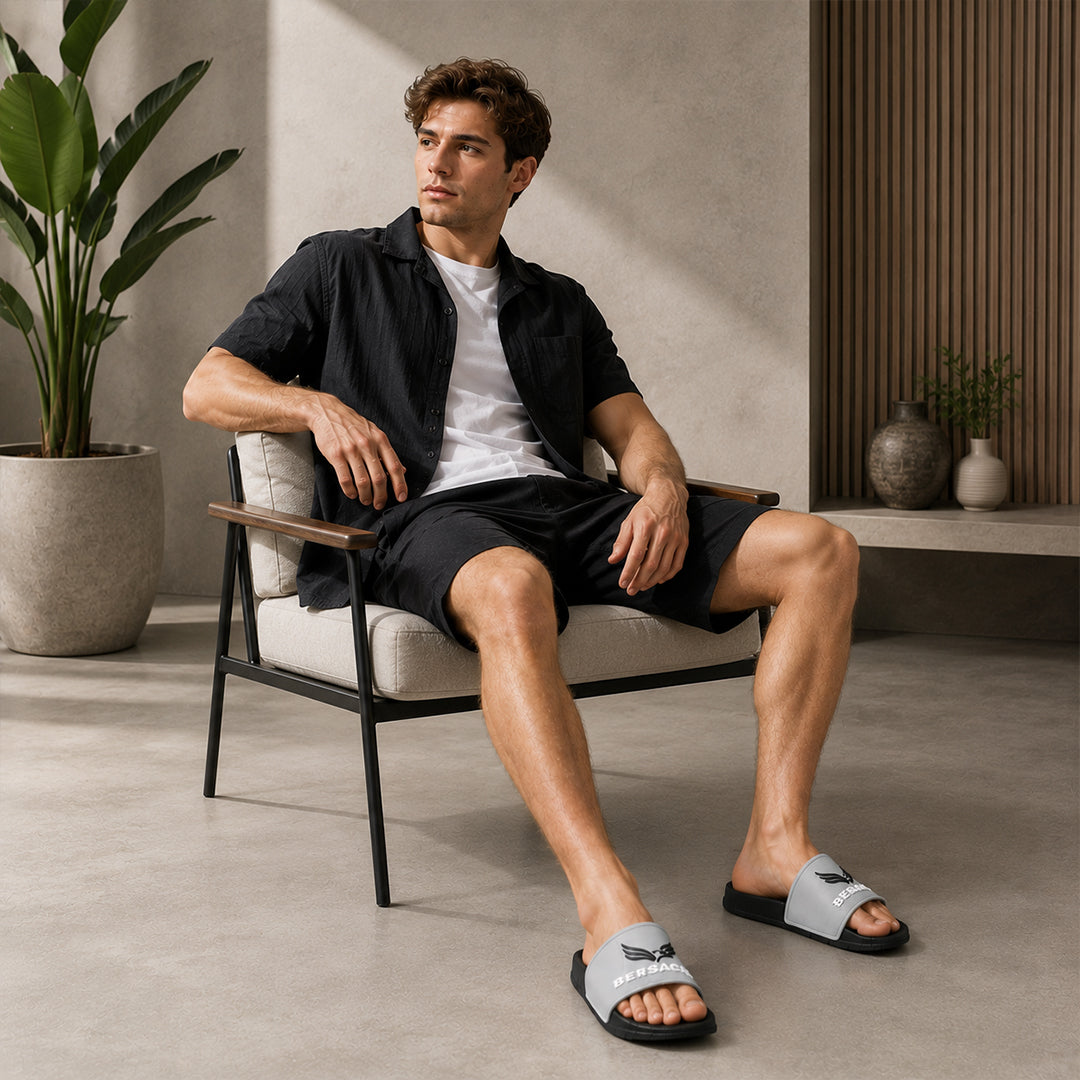 Bersache Extra Soft Classic Casual with Regular wear with Ultra Soft & Flexibility Technology Slipper For Men's (black-6329).