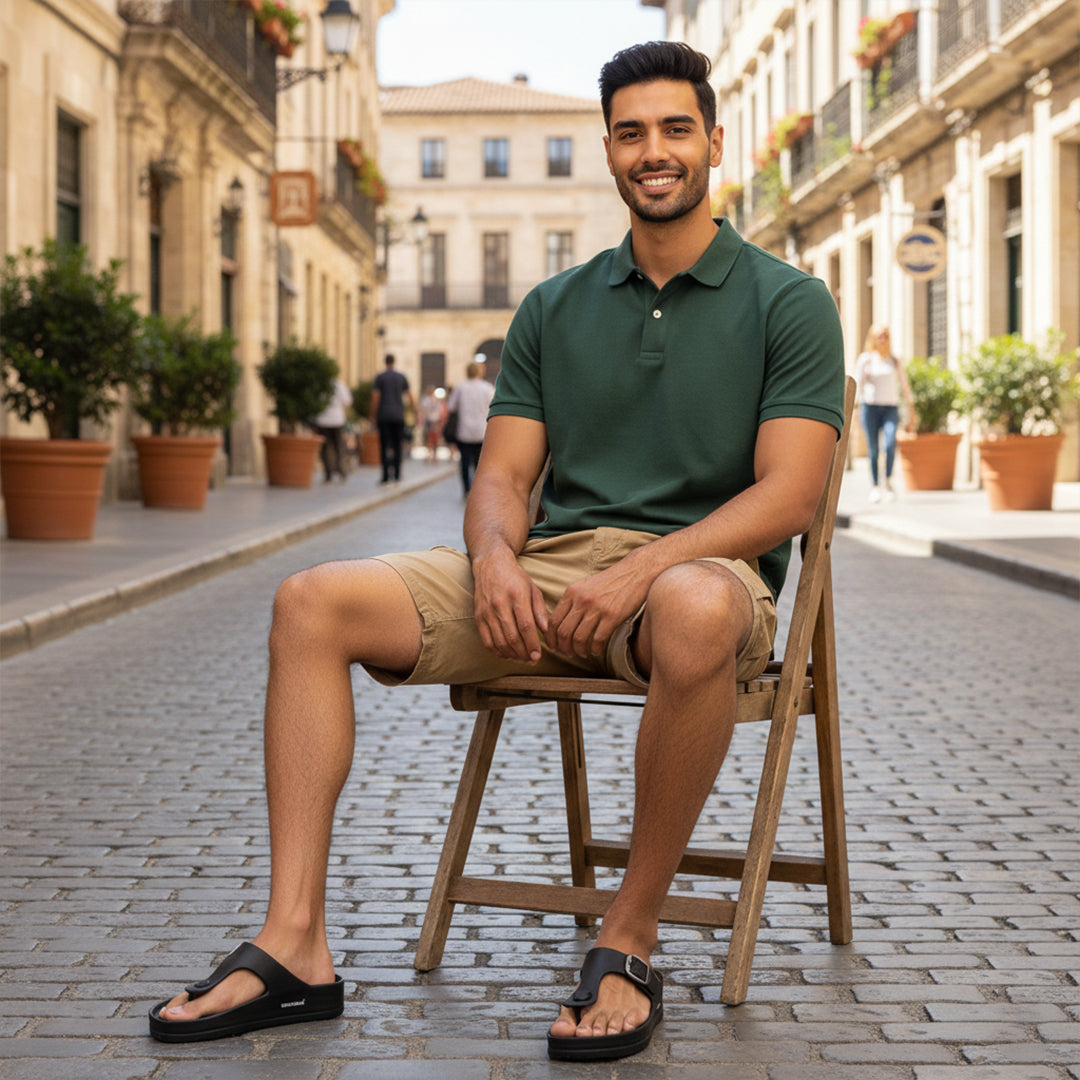 Bersache Extra Soft Classic Casual with Regular wear with Ultra Soft & Flexibility Technology Sandals for Men's-(6288-Black)