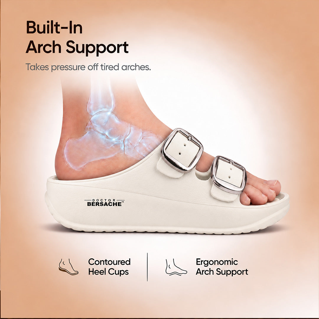Doctor Bersache Newly Launched Orthopedic Comfort Slippers for Women | Diabetic Friendly | Extra Cushioning | Arch Support | Pain Relief White-DB -142