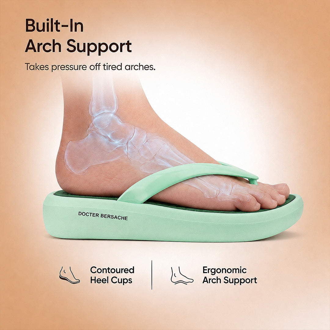 Doctor Bersache Newly Launched Orthopedic Comfort Slipper & Flip-Flop for Women | Diabetic Friendly | Extra Cushioning | Arch Support | Pain Green-DS123 .