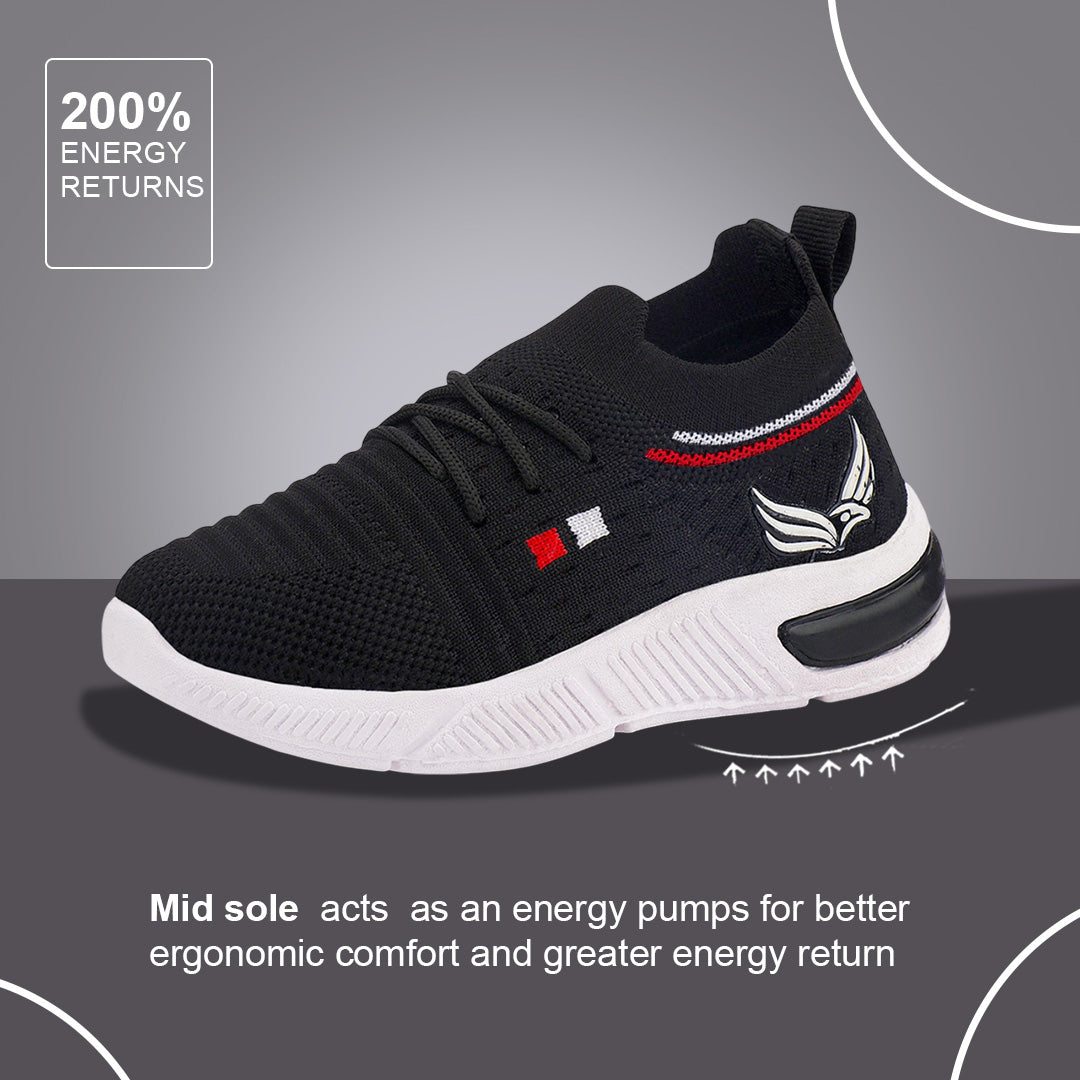 Bersache Casual Sneaker shoe for Kids|Soft Cushioned Insole,Slip-Resistance Casuals For Kids - Black -8082.
