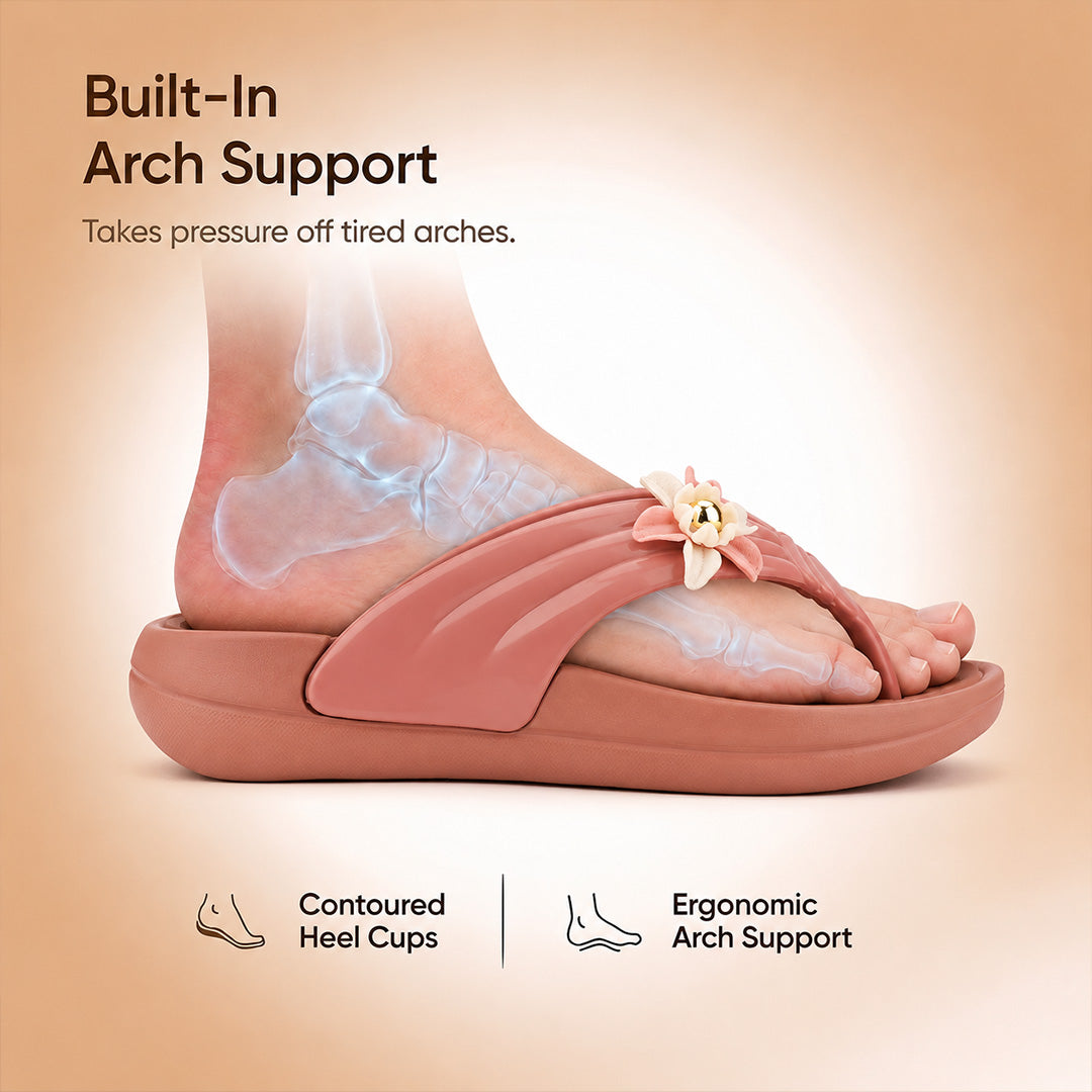 Doctor Bersache Newly Launched Orthopedic Comfort Slippers for Women | Diabetic Friendly | Extra Cushioning | Arch Support | Pain Relief Peach-DB -144