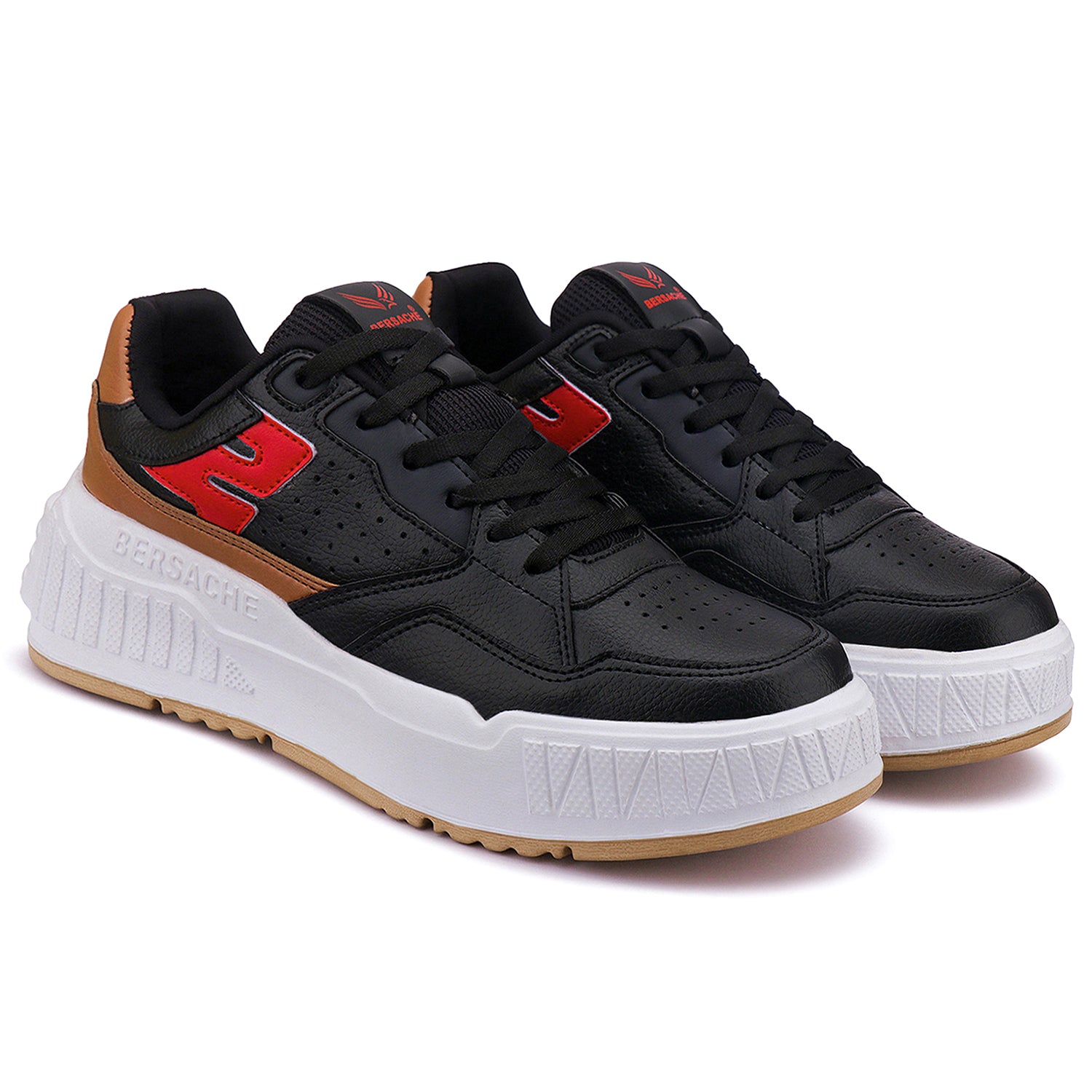 Bersache Lightweight Sports Running Shoes For Men Light (Black & Bown-8048)