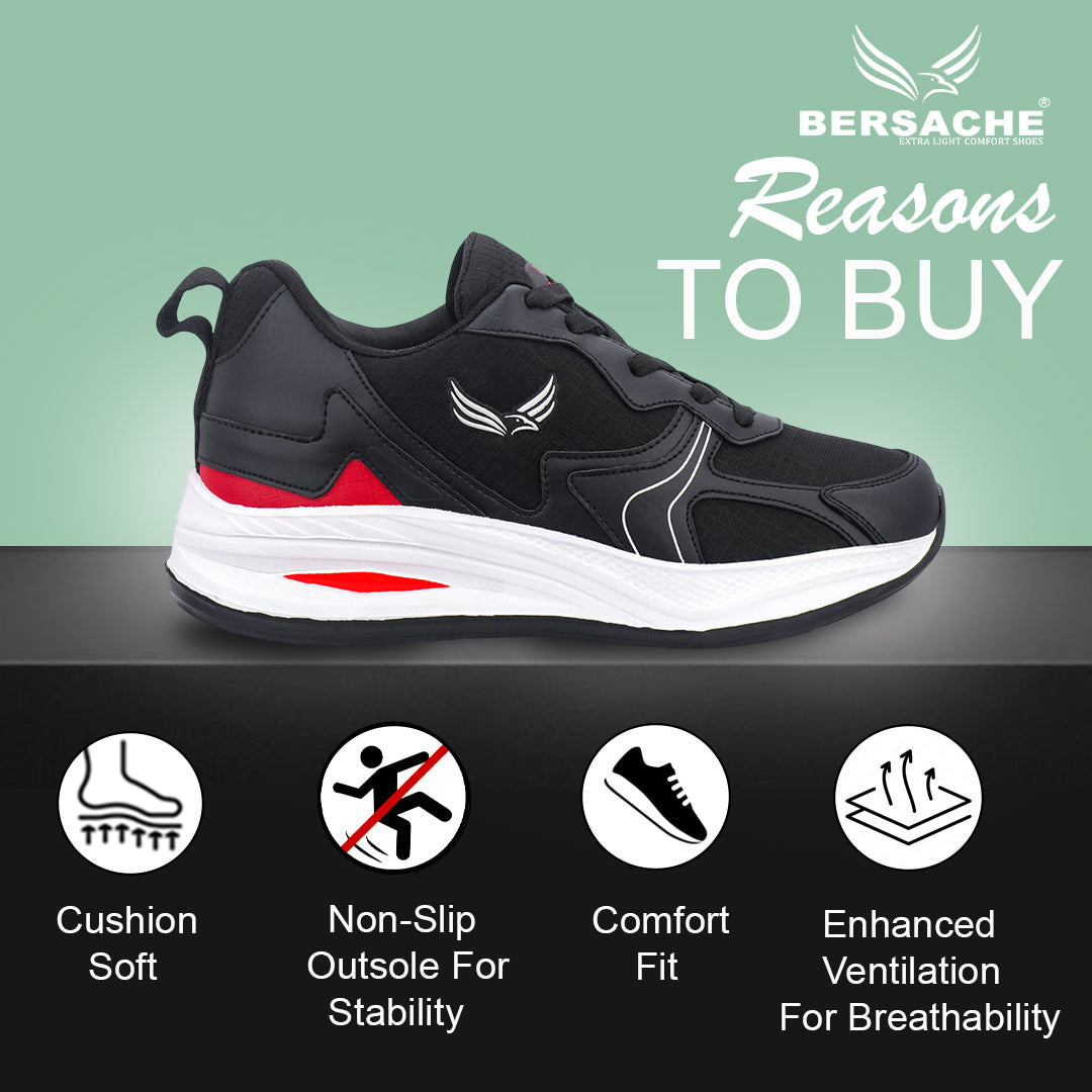 Bersache Premium Sports ,walking,Gym,cricket, Trending Running Shoes For Men's ( Black-8117)