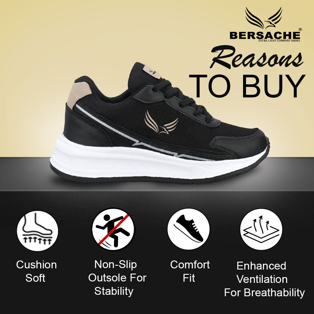 Bersache Premium Sports ,walking,Gym,cricket, Trending Running Shoes For Men's (Black-8138)