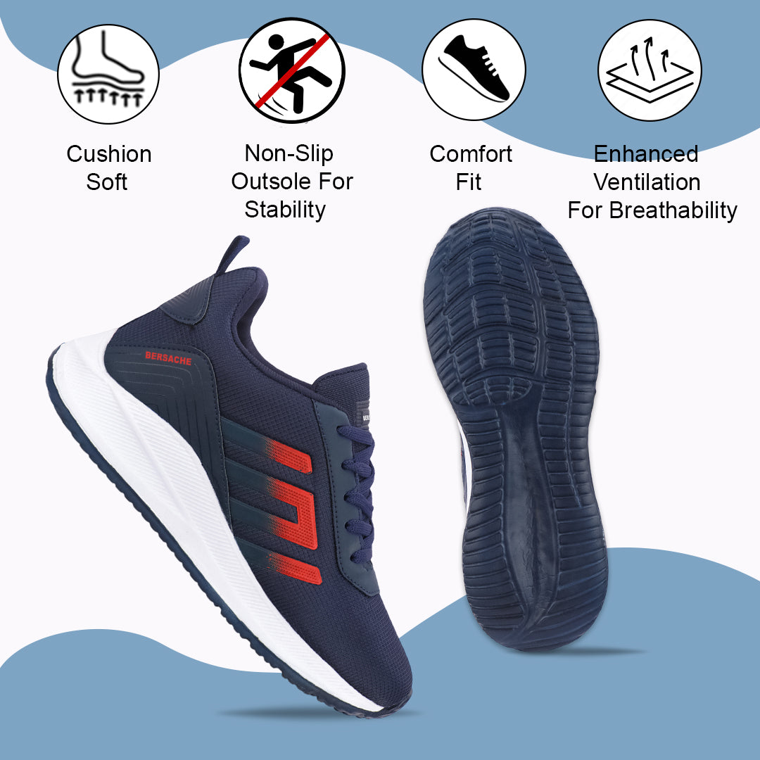 Bersache Casual Sneaker shoe for Men| Soft Cushioned Insole , Slip-Resistance Casuals For Men (Blue-8132)