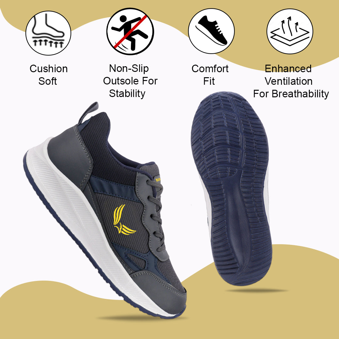 Bersache Casual Sneaker shoe for Men| Soft Cushioned Insole , Slip-Resistance Casuals For Men (Dark-Gray-8125)
