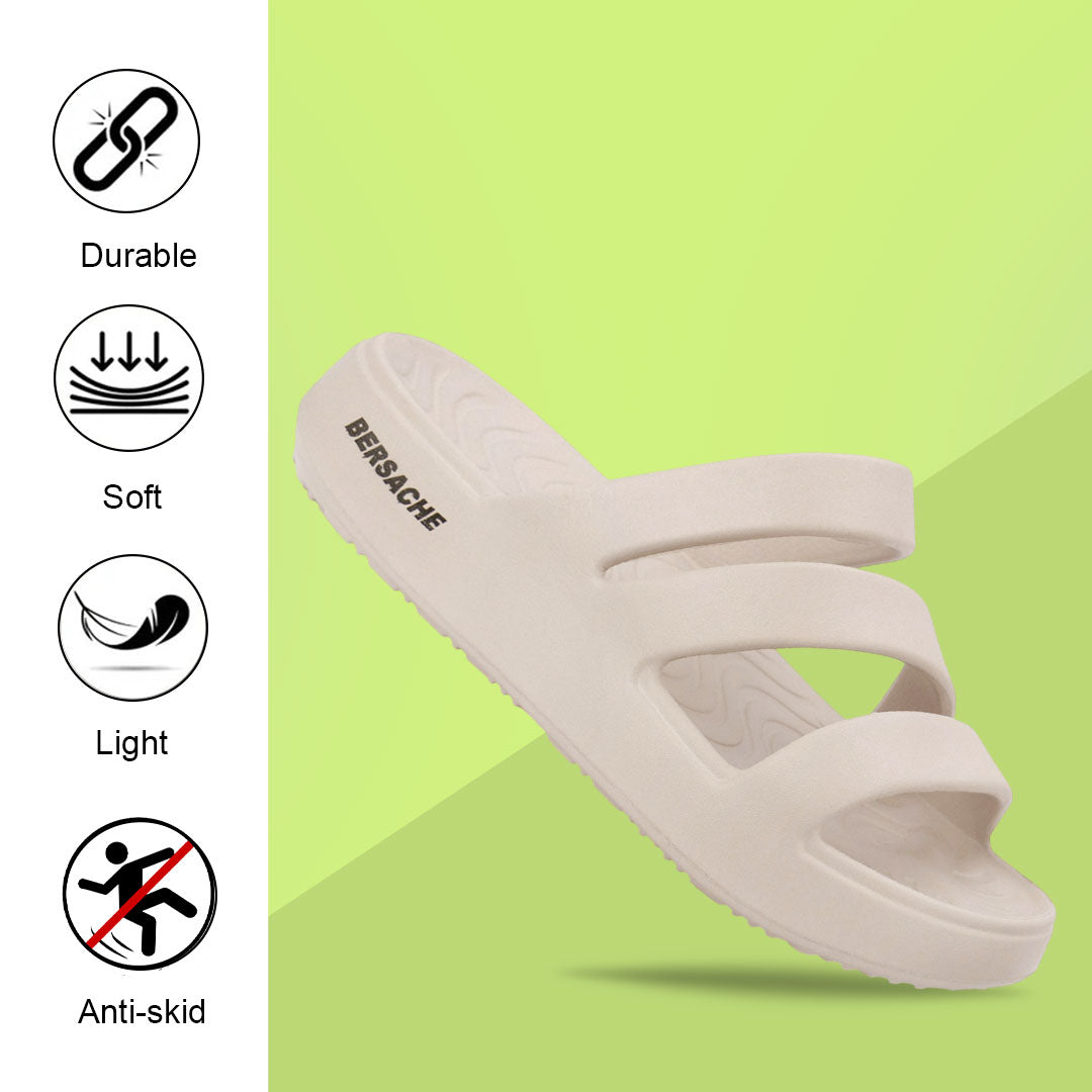 Bersache Extra Soft Classic Casual with Regular wear with Ultra Soft & Flexibility Technology Flip-Flop for Women's-(6311-Beige)