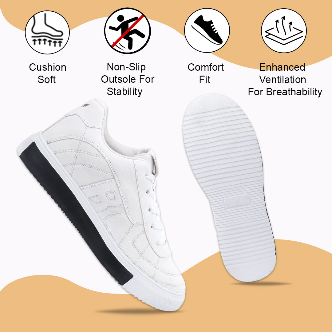 Bersache Casual Sneaker shoe for Men| Soft Cushioned Insole , Slip-Resistance Casuals For Men (8120-White)