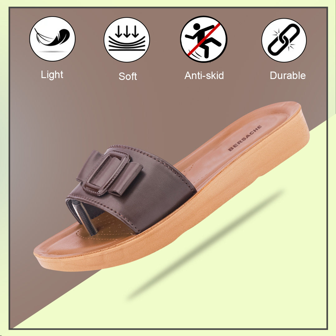 Bersache Extra Soft Classic Casual with Regular wear with Ultra Soft & Flexibility Technology Sandal For Women's/Girl's-Dark(Brown)-6227