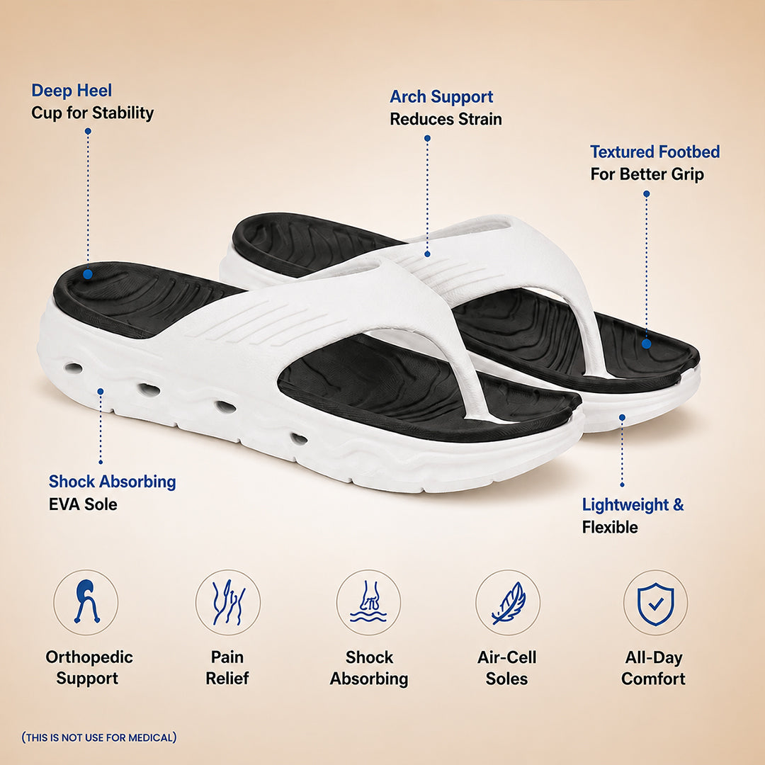 Bersache Extra Soft Classic Casual with Regular wear with Ultra Soft & Flexibility Technology Flip-Flop for Men's-(6342- White & Black)