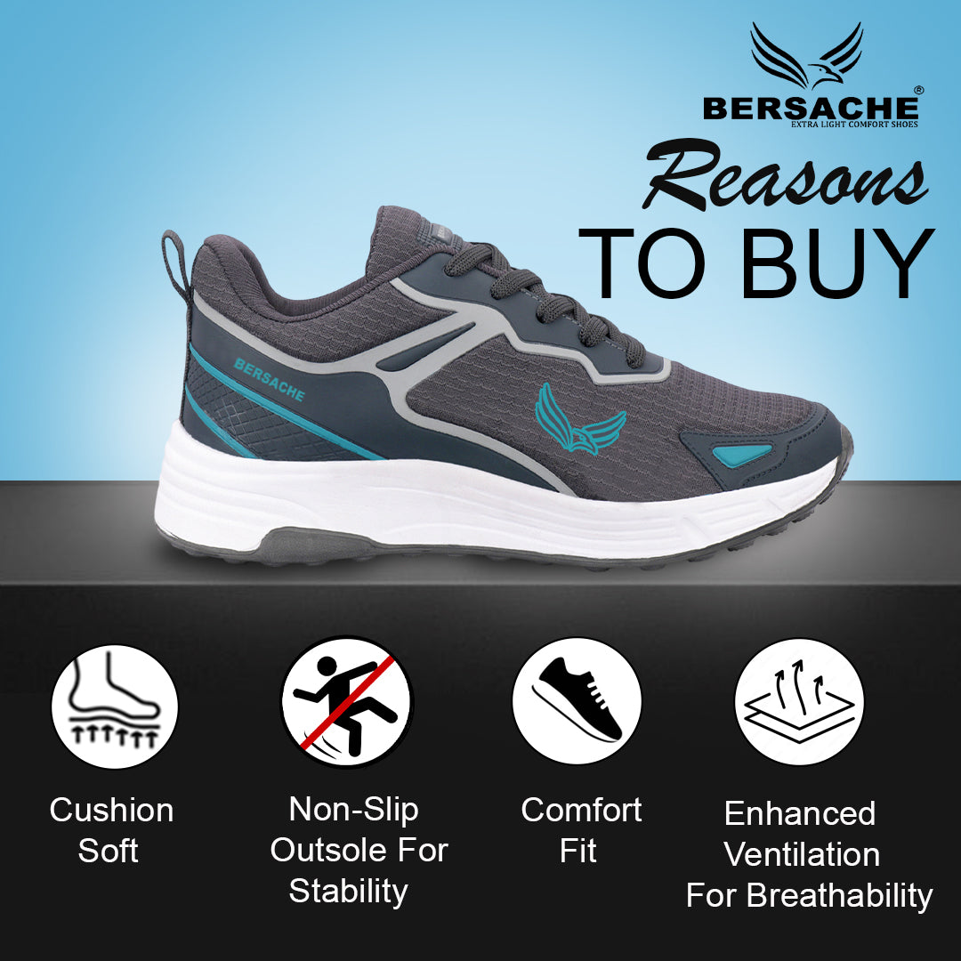 Bersache Premium Sports ,walking,Gym,cricket, Trending Running Shoes For Men's (Gray-8122)