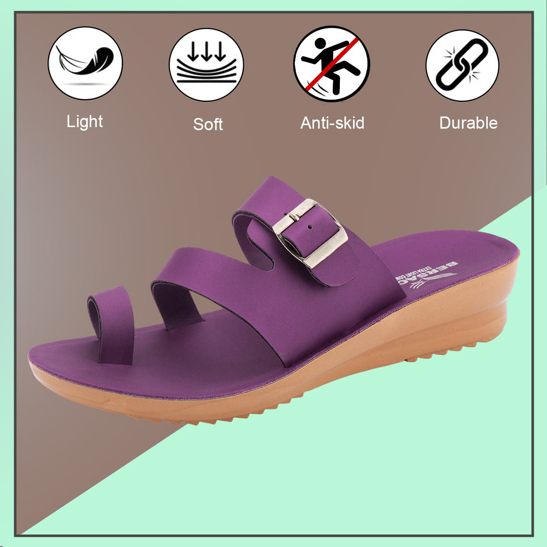 Bersache Extra Soft Classic Casual with Regular wear with Ultra Soft & Flexibility Technology Sandal's For Women's & Girl's-(6245-Purple)