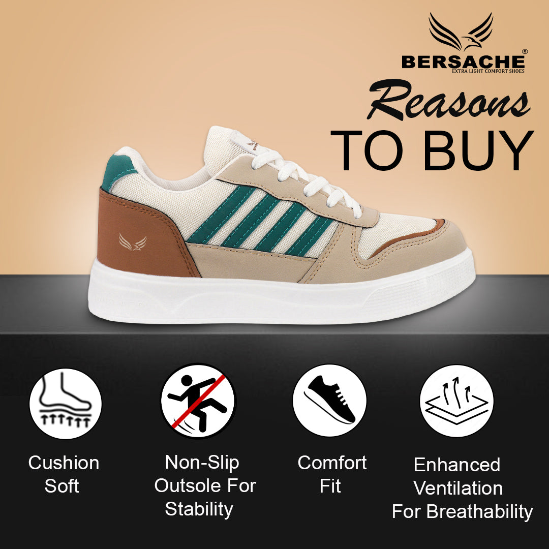 Bersache Premium Sports ,walking,Gym,cricket, Trending Running Shoes For Men's (Beige-8134)