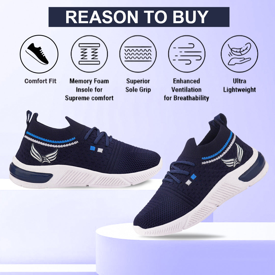 Bersache Casual Sneaker shoe for Kids|Soft Cushioned Insole,Slip-Resistance Casuals For Kids - Blue -8084.