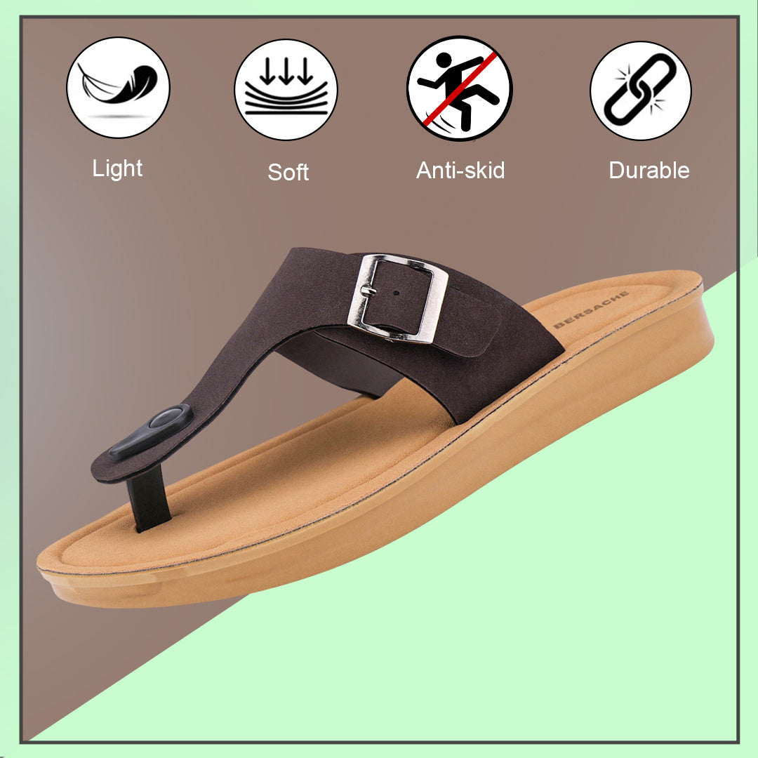 Bersache Extra Soft Classic Casual with Regular wear with Ultra Soft & Flexibility Technology Slipper For Women's & Girl's-Brown-6259.