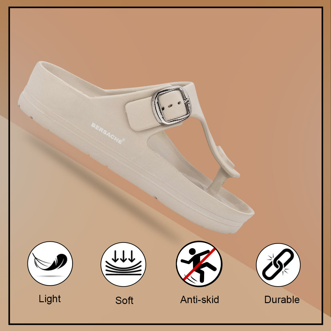 Bersache Extra Soft Classic Casual with Regular wear with Ultra Soft & Flexibility Technology Flip-Flop for Men's-(6289-Beige)