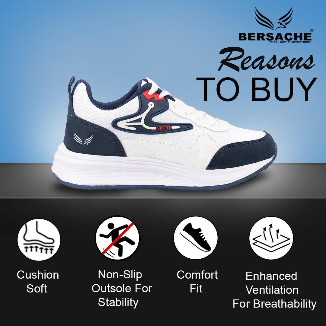 Bersache Premium Sports ,walking,Gym,cricket, Trending Running Shoes For Men's (White-8130)