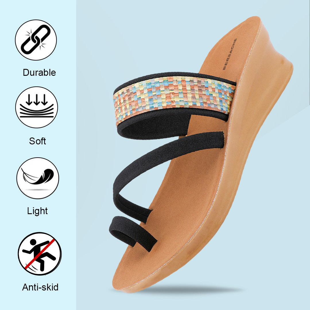 Bersache Extra Soft Classic Casual with Regular wear with Ultra Soft & Flexibility Technology Flip Flop For women's/Girl's-(Black-6240)