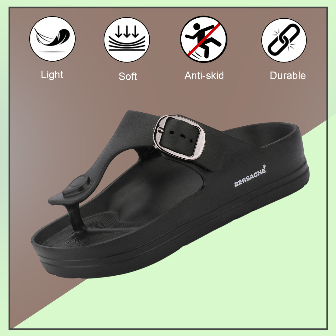 Bersache Extra Soft Classic Casual with Regular wear with Ultra Soft & Flexibility Technology Flip-Flop for Men's-(6288-Black)