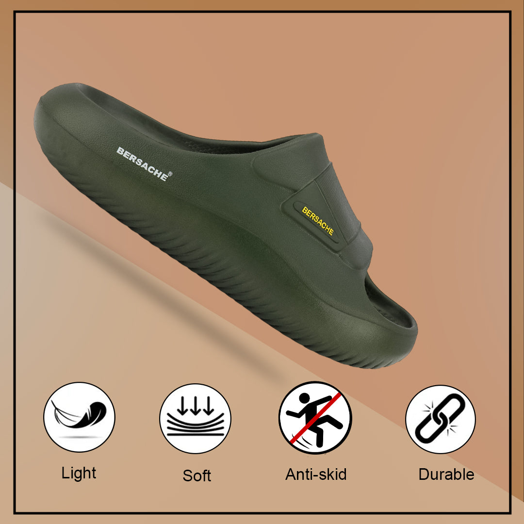 Bersache Extra Soft Classic Casual with Regular wear with Ultra Soft & Flexibility Technology Flip-Flop for Men's-(6281-Green)