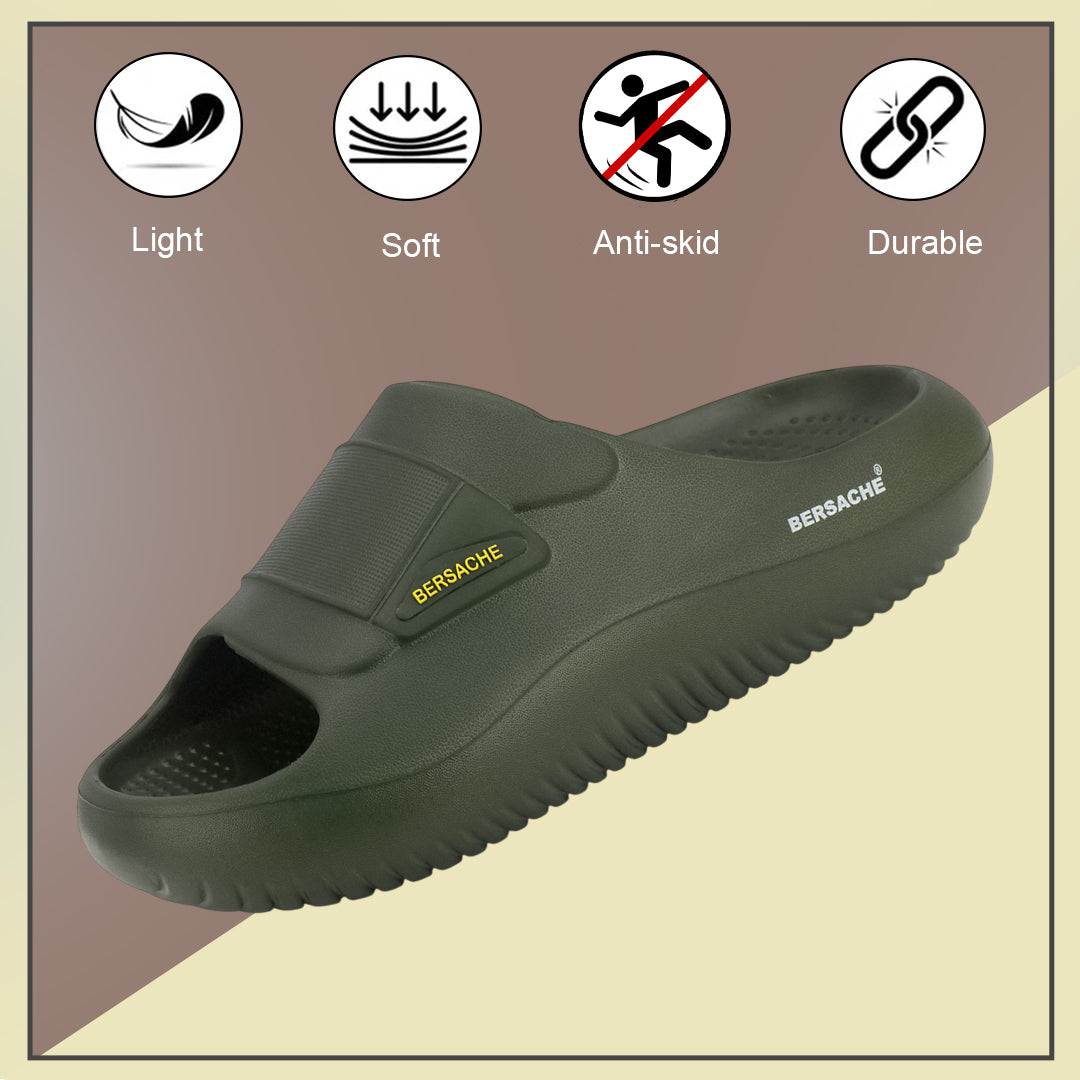 Bersache Extra Soft Classic Casual with Regular wear with Ultra Soft & Flexibility Technology Sandals for Men's-(6281-Green)