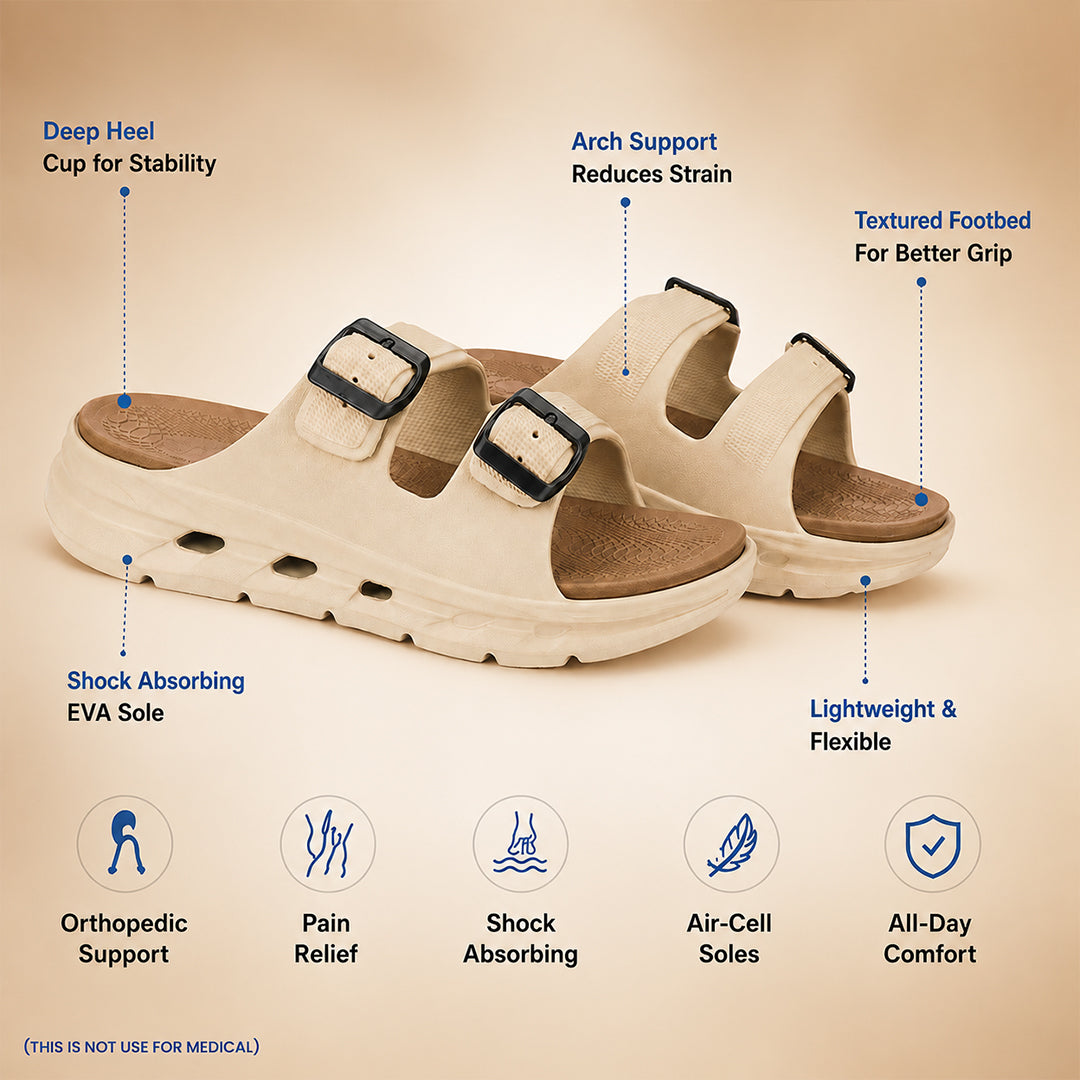Bersache Extra Soft Classic Casual CHAPPAL with Regular wear with Ultra Soft & Flexibility Technology Slippers for Men's-(6341-Beige & Brown).