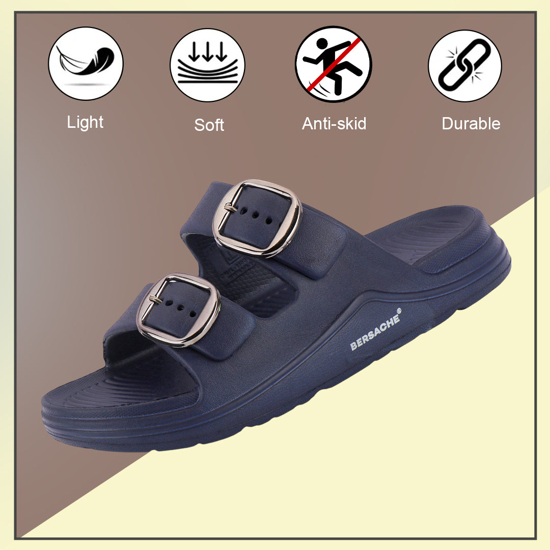 Bersache Extra Soft Classic Casual with Regular wear with Ultra Soft & Flexibility Technology Sandals for Men's-(6285-Navy-Blue)