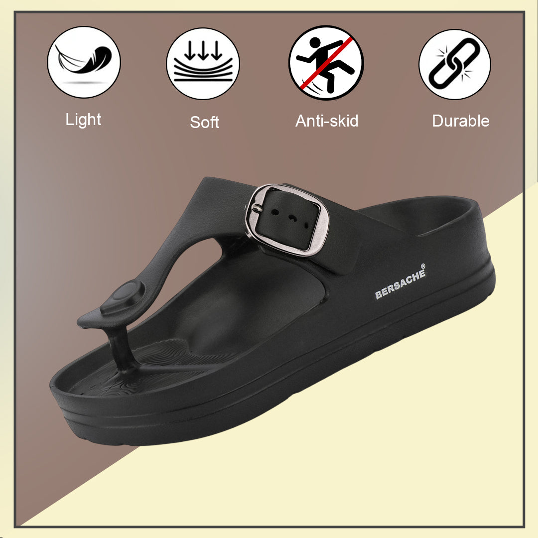 Bersache Extra Soft Classic Casual with Regular wear with Ultra Soft & Flexibility Technology Sandals for Men's-(6288-Black)