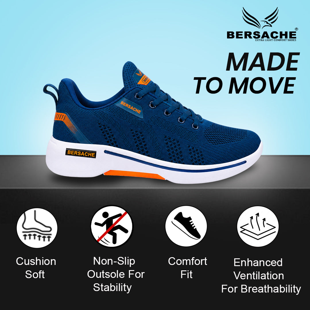 Bersache Lightweight Sports Running Shoes For Men Blue-7050