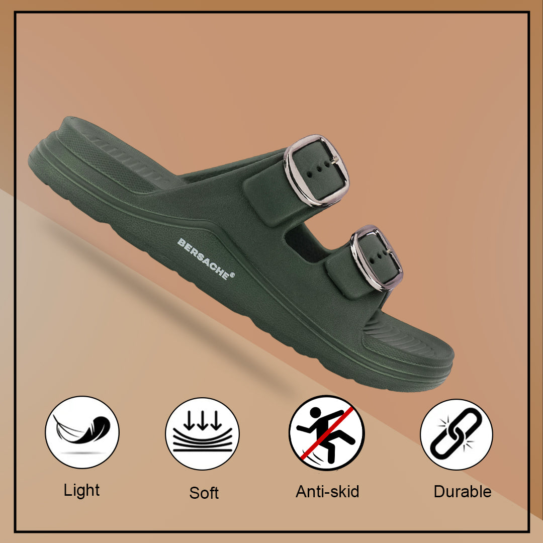 Bersache Extra Soft Classic Casual with Regular wear with Ultra Soft & Flexibility Technology Flip-Flop for Men's-(6284-Green)