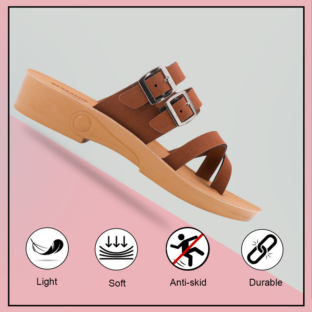 Bersache Extra Soft Classic Casual with Regular wear with Ultra Soft & Flexibility Technology Slipper For Women's & Girl's-(6238-Brown)